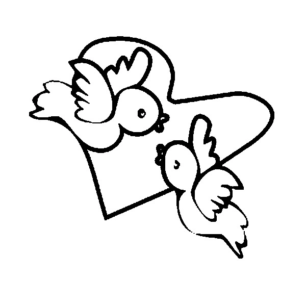 Kolorowanka dwa ptaszki i serce